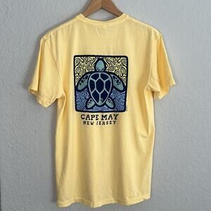 NEW Cape May New Jersey Sea Turtle Men’s T-Shirt Yellow Medium Graphic